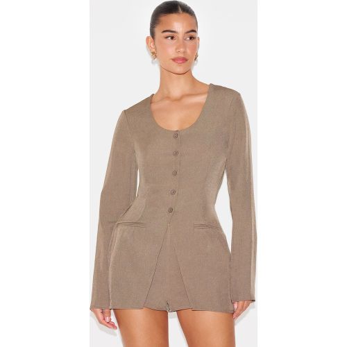 Combishort de tailleur à col rond et boutons - PrettyLittleThing - Modalova
