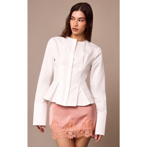 Chemise en coton plissé à manches longues - PrettyLittleThing - Modalova