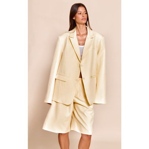 Blazer de tailleur oversize tissé crème au beurre - PrettyLittleThing - Modalova