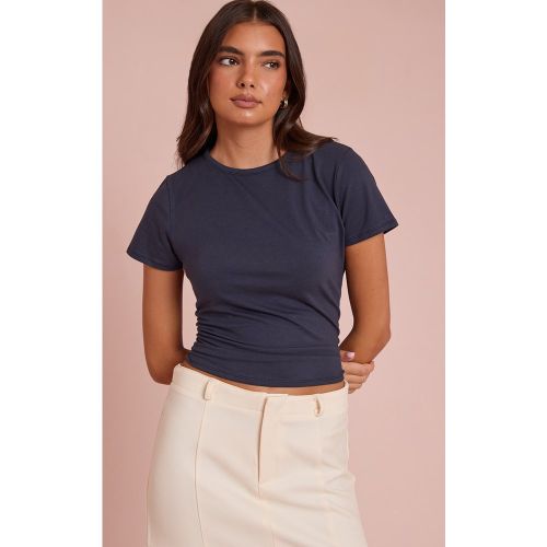 T-shirt long en coton à col ras et manches longues | Taille 38 - PrettyLittleThing - Modalova