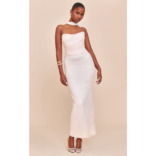 Robe longue froncée à détail foulard - PrettyLittleThing - Modalova