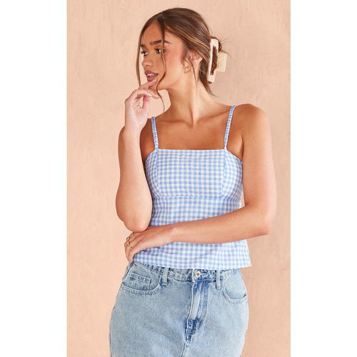 Crop top imprimé vichy à dos ouvert et bretelles - PrettyLittleThing - Modalova