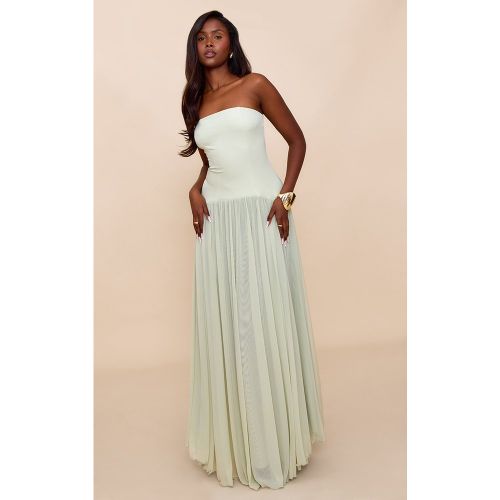 Robe bustier longue en mousseline de soie plissée - PrettyLittleThing - Modalova