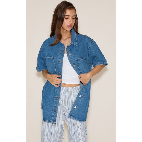 Chemise oversize en jean à poches - PrettyLittleThing - Modalova