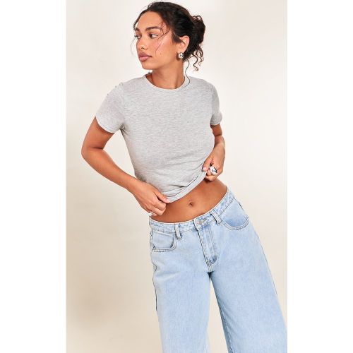 T-shirt long en coton à col ras et manches longues | Taille 38 - PrettyLittleThing - Modalova