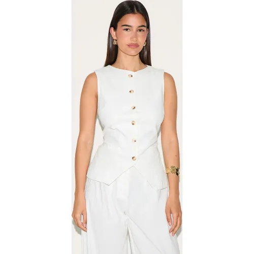 Gilet de tailleur blanc, Blanc - PrettyLittleThing - Modalova