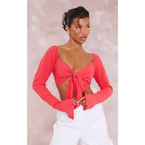 Blouse en effet lin nouée devant - PrettyLittleThing - Modalova