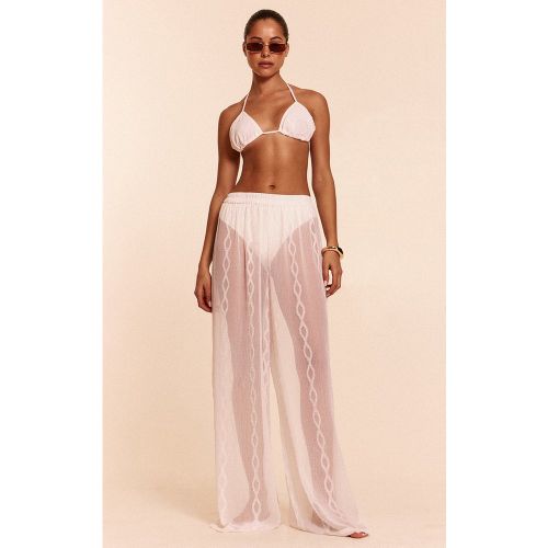 Ensemble de plage en mousseline de soie texturée blanche à top et pantalon - PrettyLittleThing - Modalova