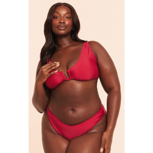 Plus Burgundy Plunge U Bar Bikini Top | Taille 54 - PrettyLittleThing - Modalova