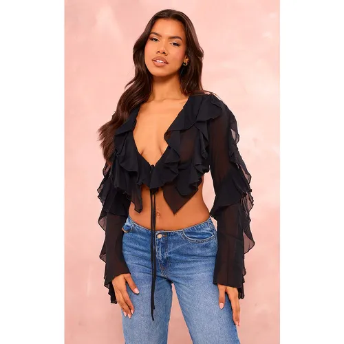 Blouse très volantée devant à manches évasées - PrettyLittleThing - Modalova