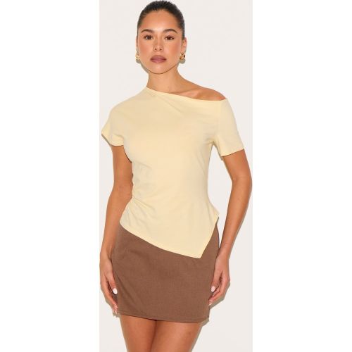 Top long en coton drapé à épaule dénudée - PrettyLittleThing - Modalova