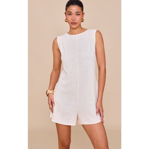 Combishort ample en effet lin mélangé à col bateau - PrettyLittleThing - Modalova