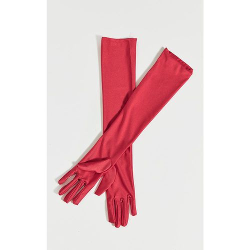 Gants longs rouges satinés, Rouge - PrettyLittleThing - Modalova