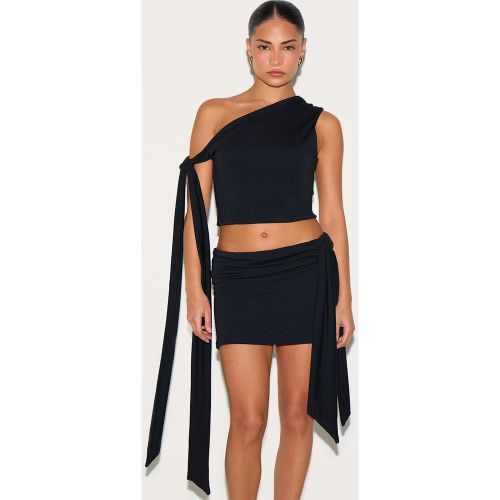 Petite Crop top en jersey à détail noué et contours - PrettyLittleThing - Modalova