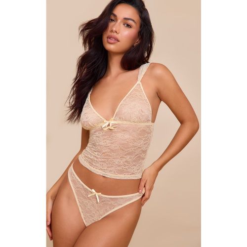 Ensemble de lingerie caraco et string en dentelle crème au beurre - PrettyLittleThing - Modalova