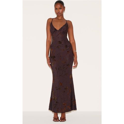 Robe longue dévorée à col en V - PrettyLittleThing - Modalova