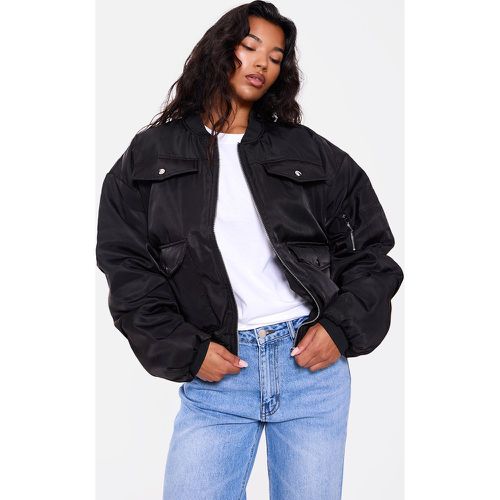 Veste bomber oversize noire, Noir - PrettyLittleThing - Modalova