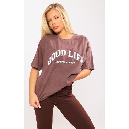 T-shirt oversize délavé à imprimé Good Life - PrettyLittleThing - Modalova