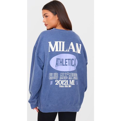 Sweat délavé imprimé "Milan Athletic" - PrettyLittleThing - Modalova