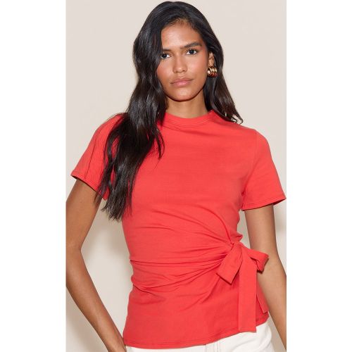T-shirt Oversize Coton Avec Détail De Nœud - PrettyLittleThing - Modalova