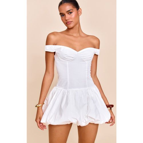 Mini robe bouffante blanche à col bardot | Taille 38 - PrettyLittleThing - Modalova