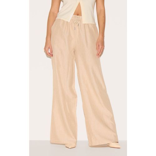 Pantalon large effet lin chiné à cordons ajustables - PrettyLittleThing - Modalova