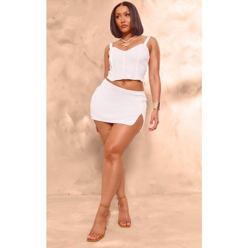 Shape Mini jupe tissée blanche à fente - PrettyLittleThing - Modalova