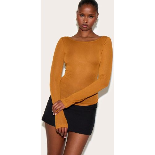 Top doux transparent à col ras et manches longues - PrettyLittleThing - Modalova