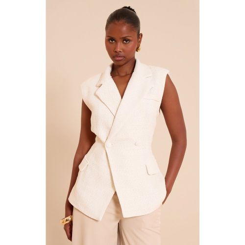 Gilet en maille sergée écrue à double boutonnière | Taille 44 - PrettyLittleThing - Modalova