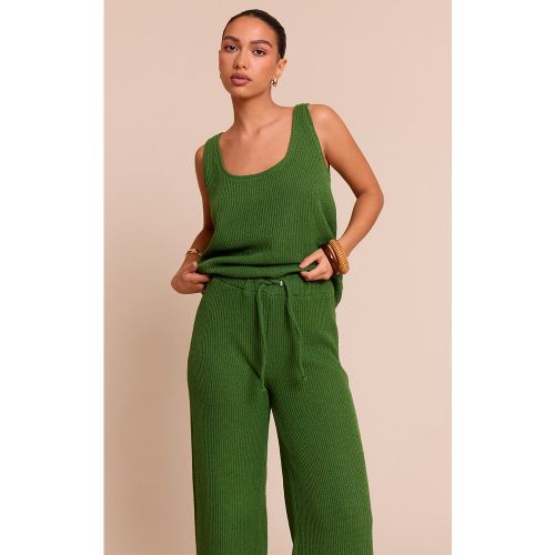 Top long texturé gauffré olive à col rond - PrettyLittleThing - Modalova