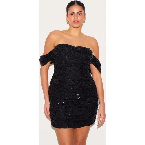 Plus Robe moulante à sequins et col bardot - PrettyLittleThing - Modalova