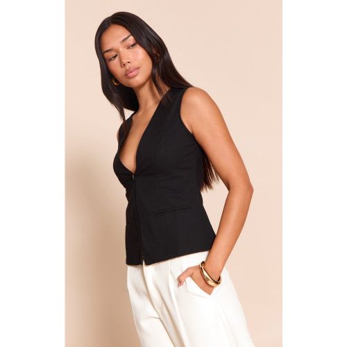 Gilet léger tissé noir, Noir - PrettyLittleThing - Modalova