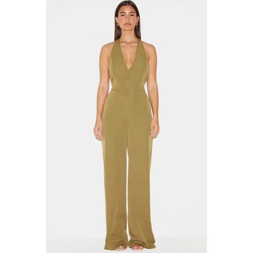 Combinaison large dos nu tissée à agrafes et oeillets - PrettyLittleThing - Modalova