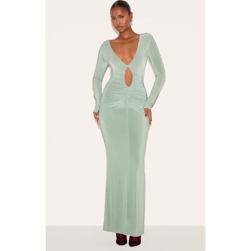 Robe longue doublée froncée à décolleté - PrettyLittleThing - Modalova
