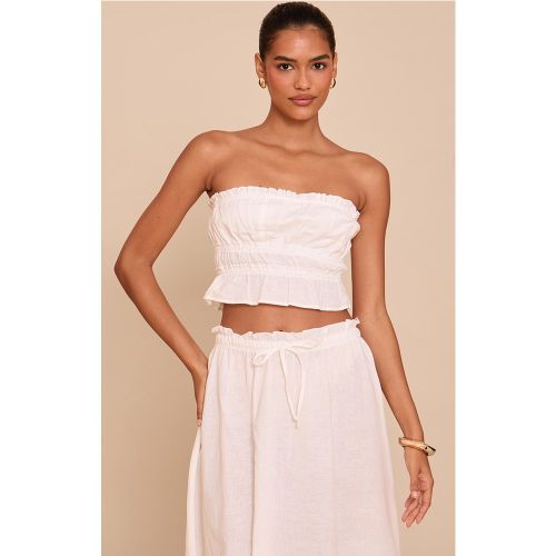 Top bandeau en effet lin froncé | Taille 36 - PrettyLittleThing - Modalova