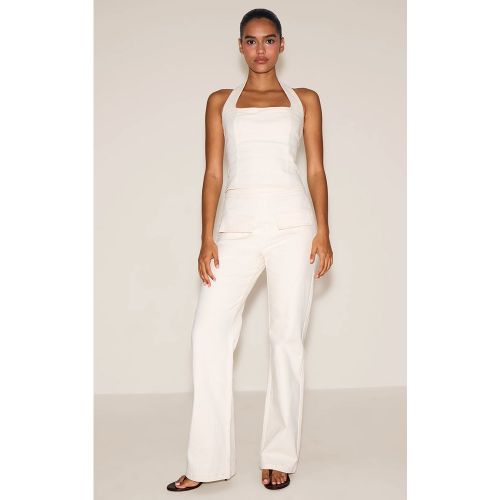 Jean droit stretch écru à poches | Taille 38 - PrettyLittleThing - Modalova