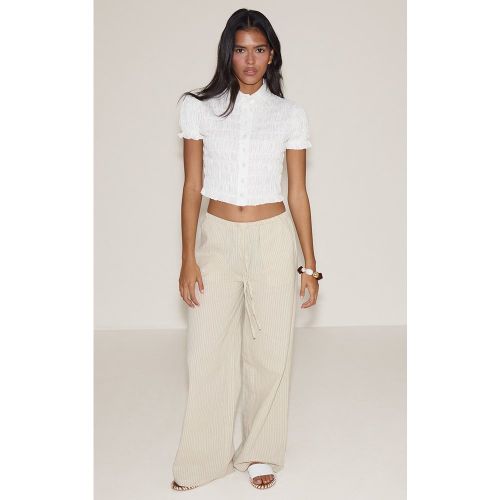 Pantalon en coton rayé à taille mi-haute et cordons ajustables | Taille 44 - PrettyLittleThing - Modalova