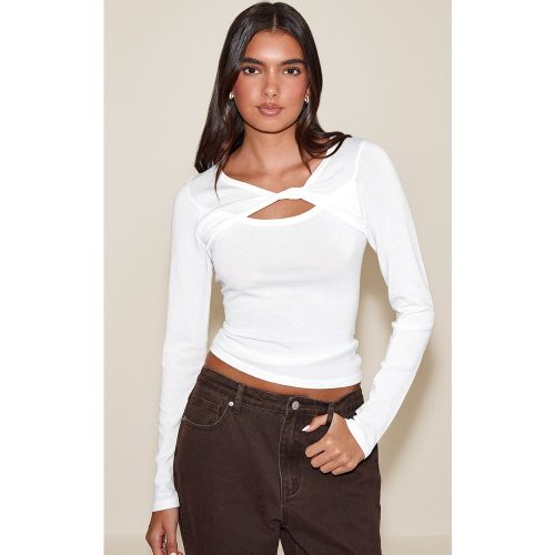 Haut à manches longues en maille tricot fine avec col torsadé | Taille Large - PrettyLittleThing - Modalova