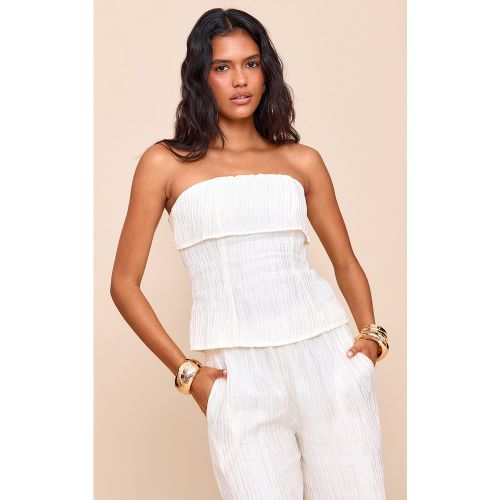 Top bustier tissé texturé à détail replié - PrettyLittleThing - Modalova