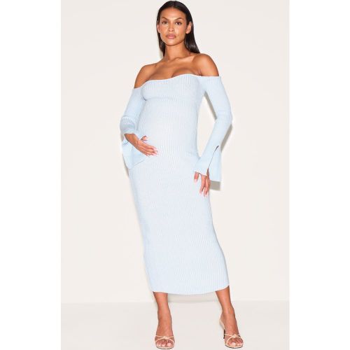 Maternité Robe de grossesse en maille contrastée à épaules dénudées - PrettyLittleThing - Modalova