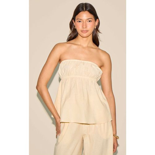 Top bustier péplum en effet lin - PrettyLittleThing - Modalova