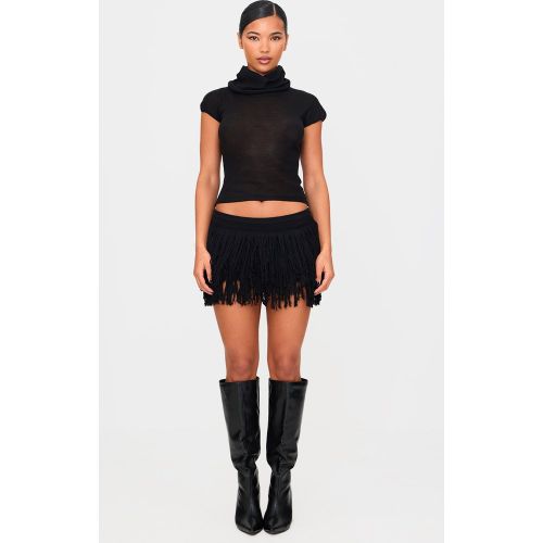 Mini-jupe style tutu en maille tricot fine à franges - PrettyLittleThing - Modalova