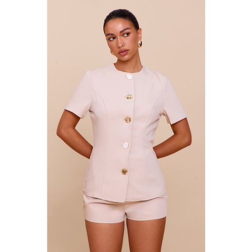 Combishort tissé à manches courtes et boutons - PrettyLittleThing - Modalova