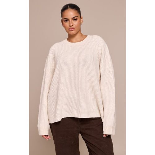 Pull en maille tricot grande taille à col rond et manches raglan | Taille Large - PrettyLittleThing - Modalova