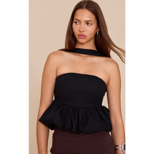 Top noir à ourlet bouffant, Noir - PrettyLittleThing - Modalova