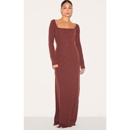 Petite Robe longue côtelée à manches longues - PrettyLittleThing - Modalova