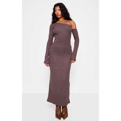 Robe longue asymétrique épaisse chocolat brossée - PrettyLittleThing - Modalova