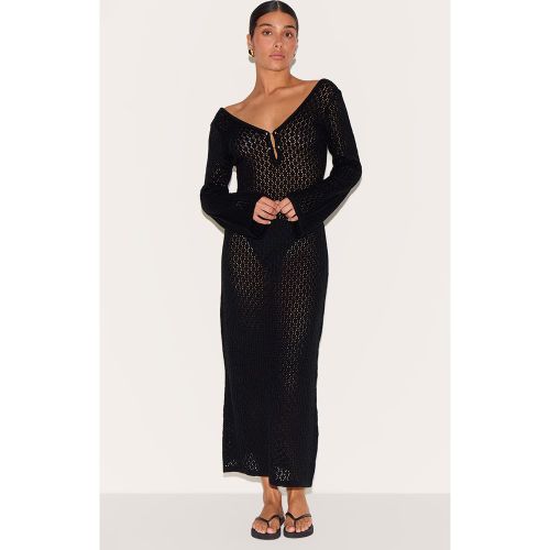 Petite Robe longue en maille tricot à col en V - PrettyLittleThing - Modalova