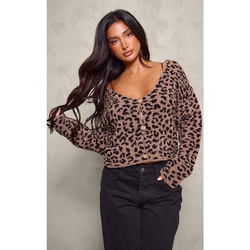 Petite Cardigan court en maille tricot imprimé léopard - PrettyLittleThing - Modalova