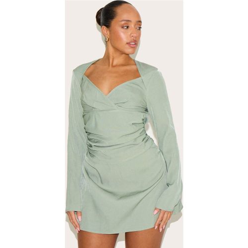 Shape Mini robe de tailleur fluide tissée froncée sur les côtés à col carré - PrettyLittleThing - Modalova